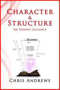Character and structure: An unholy Alliance, features a magic book with a story's structure emerging from purple fog